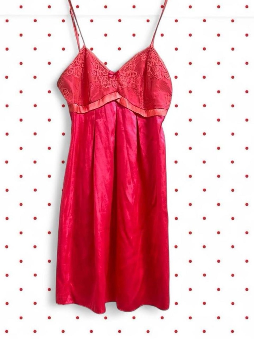 Satin Trim Chemise with Spaghetti Straps